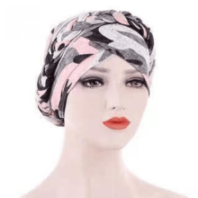 Bonnet turban extensible tressé à fleurs pour femme