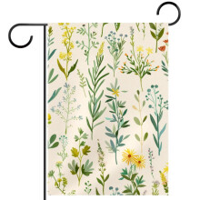 Bandiera da giardino con prato fiorito ed erbe aromatiche, bifacciale, 12x18 pollici