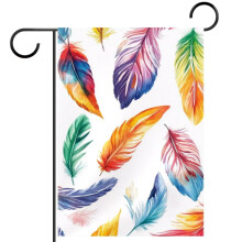 Drapeau de jardin aquarelle à plumes colorées, double face, 12x