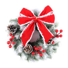 13 inch Red and Green Artificial Christmas Wreath with Bow