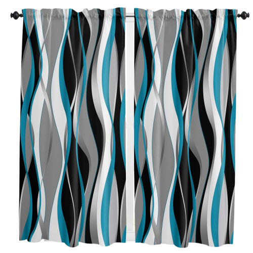 Abstract Gradient Turquoise Curtains 2-Pack