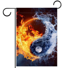Drapeau de jardin Yin-Yang, motif eau et feu, 30 x 45 cm