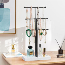 Gold T Type 3-Layer Jewelry Rack Display Prop Ring Storage Box Earring Jewelry Rack Necklaces Rings Jewelry Box