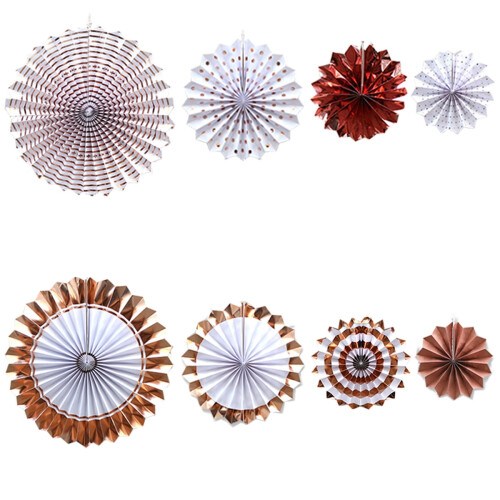 Tissue Paper Hanging Fans Party Decor Set 8 pcs Type 3