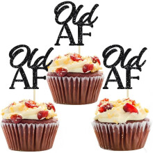 Black Glitter Cupcake Toppers Set 12 pcs