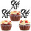 Black Glitter Cupcake Toppers Set 12 pcs 1
