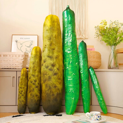 3D Long Throw Pillow Cucumber Design Green 55cm 1