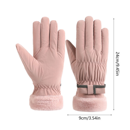 Women's touchscreen warm gloves fleece-lined windproof pink 1