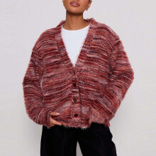 Women's V-Neck Fleece Cardigan Long Sleeve Fall Winter 2025
