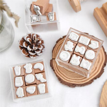 9pcs/Set Cute Cartoon Pattern Wooden Stamps Ordinary Life Lovely World Calendar Planner Stamp Scrapbooking B