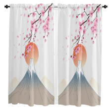 Watercolor Pink Cherry Blossom Curtains for Living Room