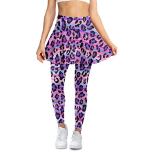 Women's Yoga Skort Leggings Leopard Print Polyester Spandex