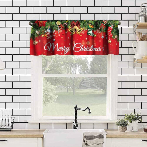 Red Christmas Snowflake Kitchen Valance 54x18 Inch 1 Panel 2