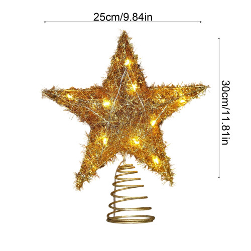 Lighted Silver Iron Christmas Tree Topper Star 5-Pointed 2