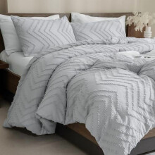 Silver Grey Comforter Set Queen 3-Piece Polyester