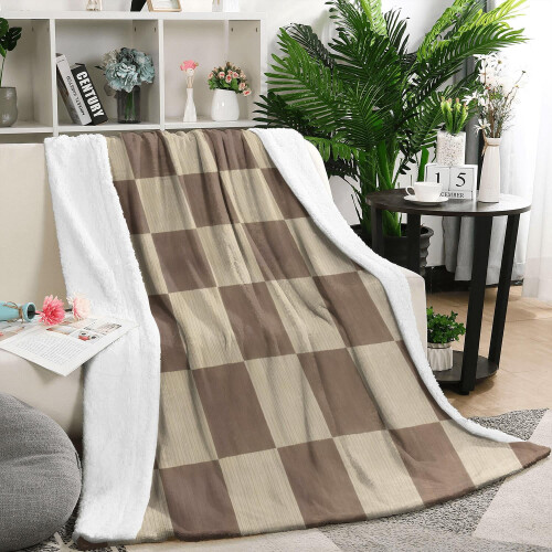 Sage Green Checkered Throw Blanket 50x60in Ultra-Soft 1