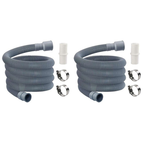 2X Automatic Drum Washing Machine Drain Pipe Drain Hose Fittings, 4 Meter