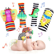 Baby Wrist Rattles and Foot Finder Socks Set for Newborns