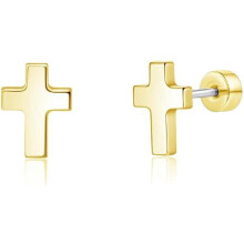 Stud Earrings Hypoallergenic Minimalist Flatback Cross Bolt