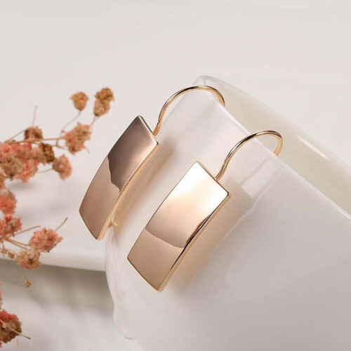 Women's Rectangle Rose Gold C-Shape Ear Clip Earrings 1