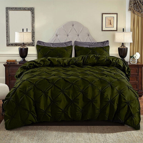 King Bedding Set Dark Green 3-Piece Comforter Set