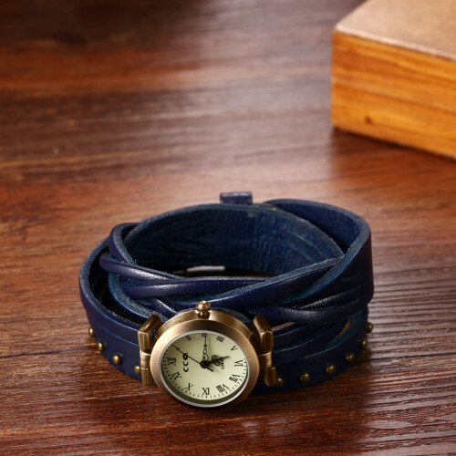 Women's Analog Quartz Watch with Leather Double Wrap Strap 1