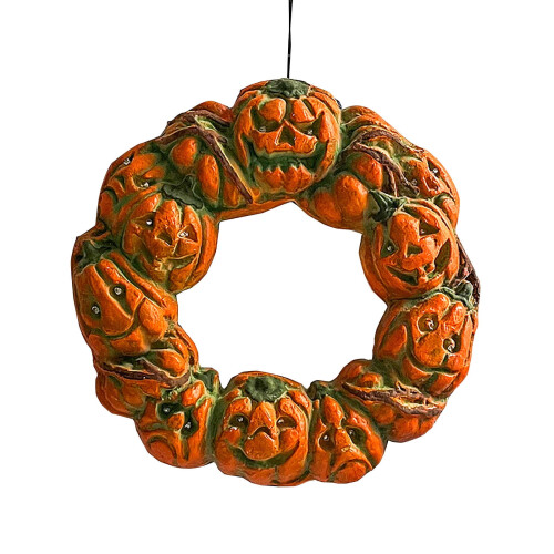 Couronne de citrouilles d'Halloween - Pendentif - Accessoire de maison hantée 1
