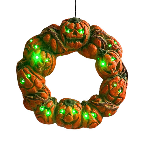 Couronne de citrouilles d'Halloween - Pendentif - Accessoire de maison hantée 2