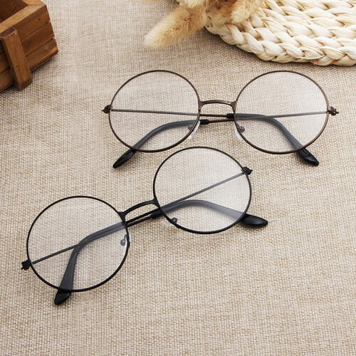 Vintage Round Metal Eyeglasses Frame Grey 2
