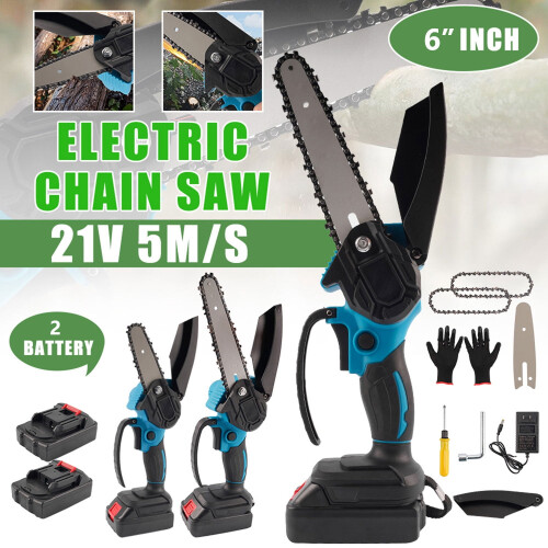Aggxpf Cordless Mini Chainsaw 6 inch with 2 Batteries