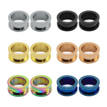 Stainless Steel Ear Tunnels Screw Fit 12 Pcs