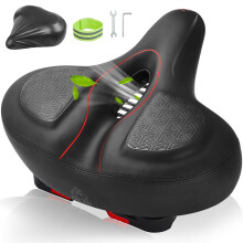 Wide Bike Seat Cushion with Dual Shock Absorption and Soft