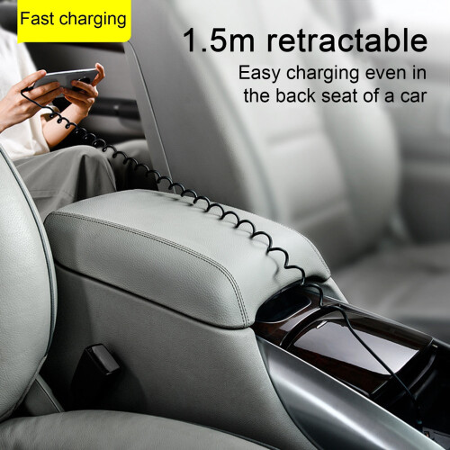 USB to USB-C Coiled Retractable Cable 5A Fast Charging 2