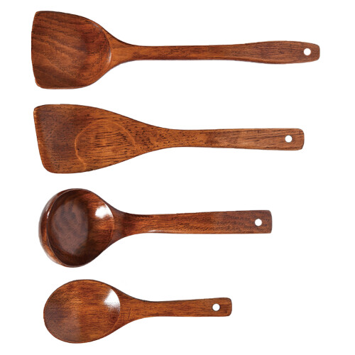 Wood Soup Spoon Long Handle 4 Pieces