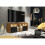 TV Unit 145cm Pulse - Oak & Black Matte Doors and LED Lights 2