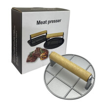 Grill Press, Heavy Duty Multi Functional-Meat Press, Sandwich & Bacon Press-Burger Press Patty Maker for Kitchen Round-B