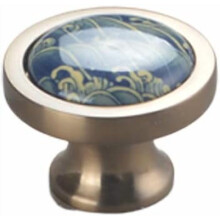 Gold Brass Cabinet Knobs Round Ceramic 4 Pack