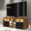 TV Unit 145cm Pulse - Oak & Black Matte Doors and LED Lights 4