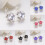 Women's Shiny Rhinestone Leverback Earrings White 2