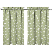 Floral Kitchen Curtains Sage Green Short Tier 2 Panels