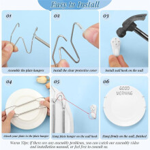 Plate Wall Hangers for Display - 6/8/10/12 Inch Plates Hanger, for 5.5 to 12.5 Inch Decorative Plates and Arts Silver