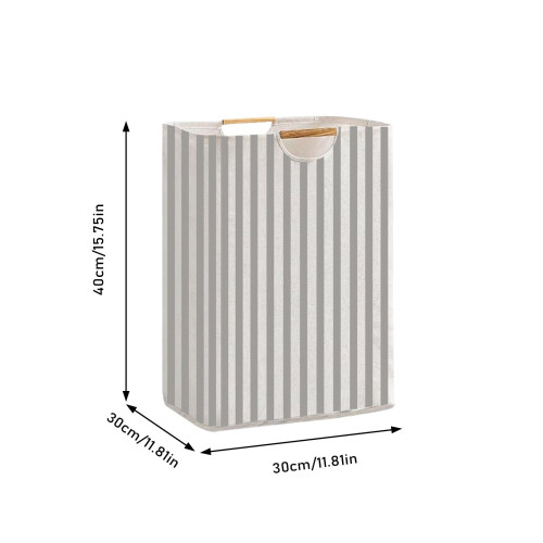 Panier à linge pliable 36 L blanc, poignées en bambou 1