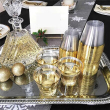 4X Gobelet En Plastique 9 Oz Dur Jetable Tasse En Plastique Verre à Vin Fête Mariage Verre à Vin Tasse En Plastique Transparent - Jante Argentée