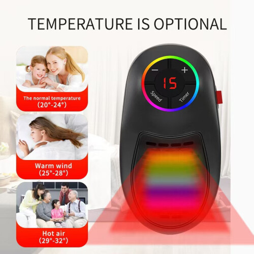 Wall Space Heater Electric Plug-in 3S Fast Heating 2 Pack 2