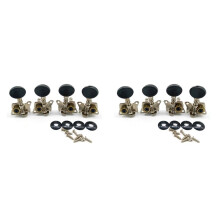 8 Pieces Metal Opened Ukulele Uke Tuning Pegs Tuners Round Cap Black
