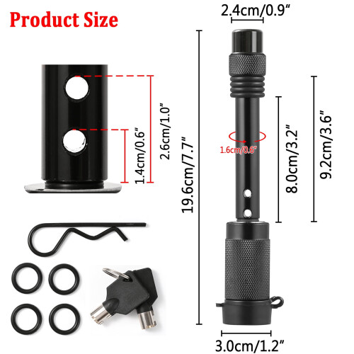 Trailer Hitch Pin Lock for 2" and 2-1/2" Receiver with 2 2