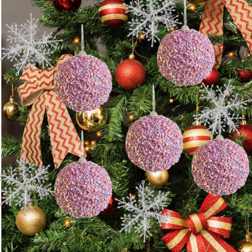Boules de Noël roses (4 pièces) 2