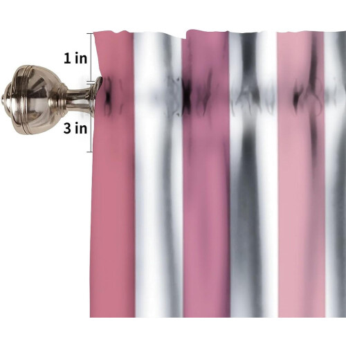 Stripe Valance Kitchen Cafe Pink White Vertical 54x18 inch 2