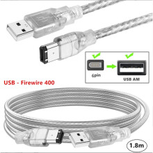 Firewire to USB Adapter Cable Firewire IEEE 1394 6 Pin Male to USB 2.0 A Male Adaptor Cable for Printer Scanner