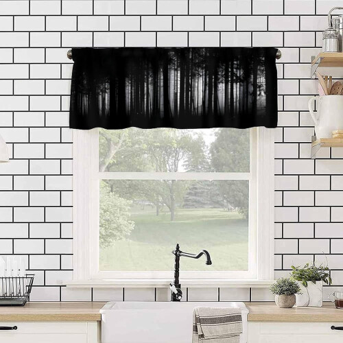 Forest Valance Curtains Watercolor Green Misty Tree 2
